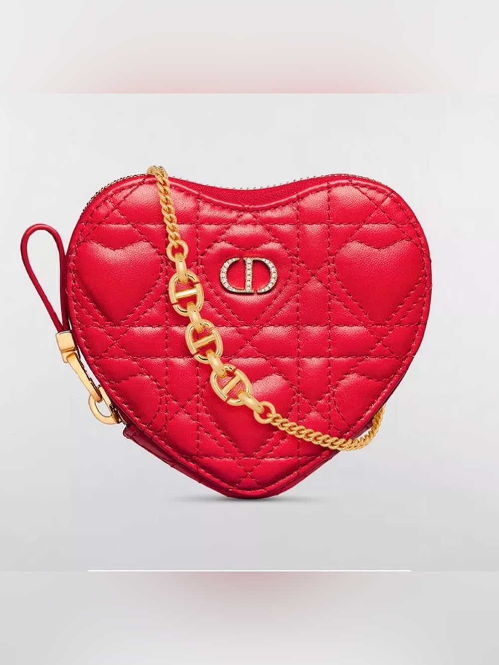 DIOR Caro Heart Pouch with Chain
